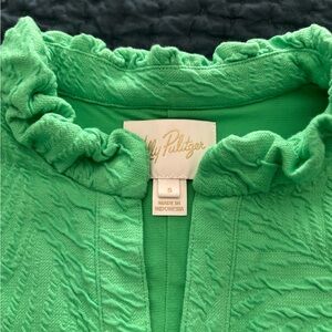 Lilly Pulitzer Green Textured Ruffle-Neck Dress